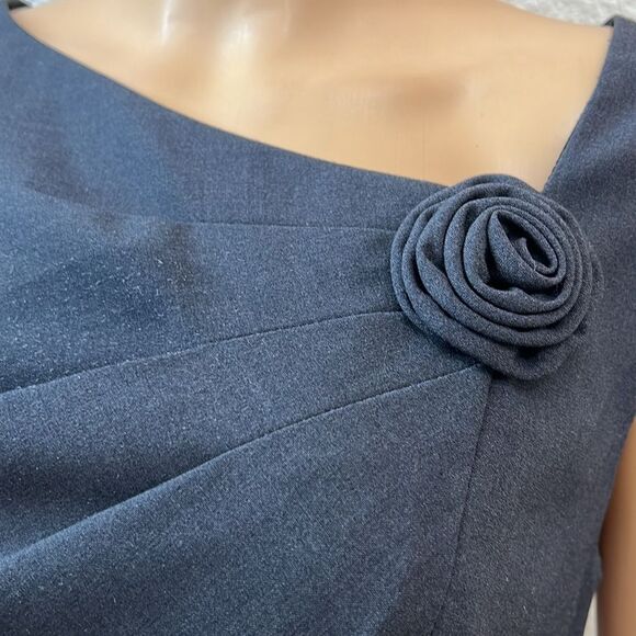 Jones Studio Woman’s Dress Sz 10 Dark Gray Pleated Floral Sleeveless Midi Belted - Picture 6 of 13